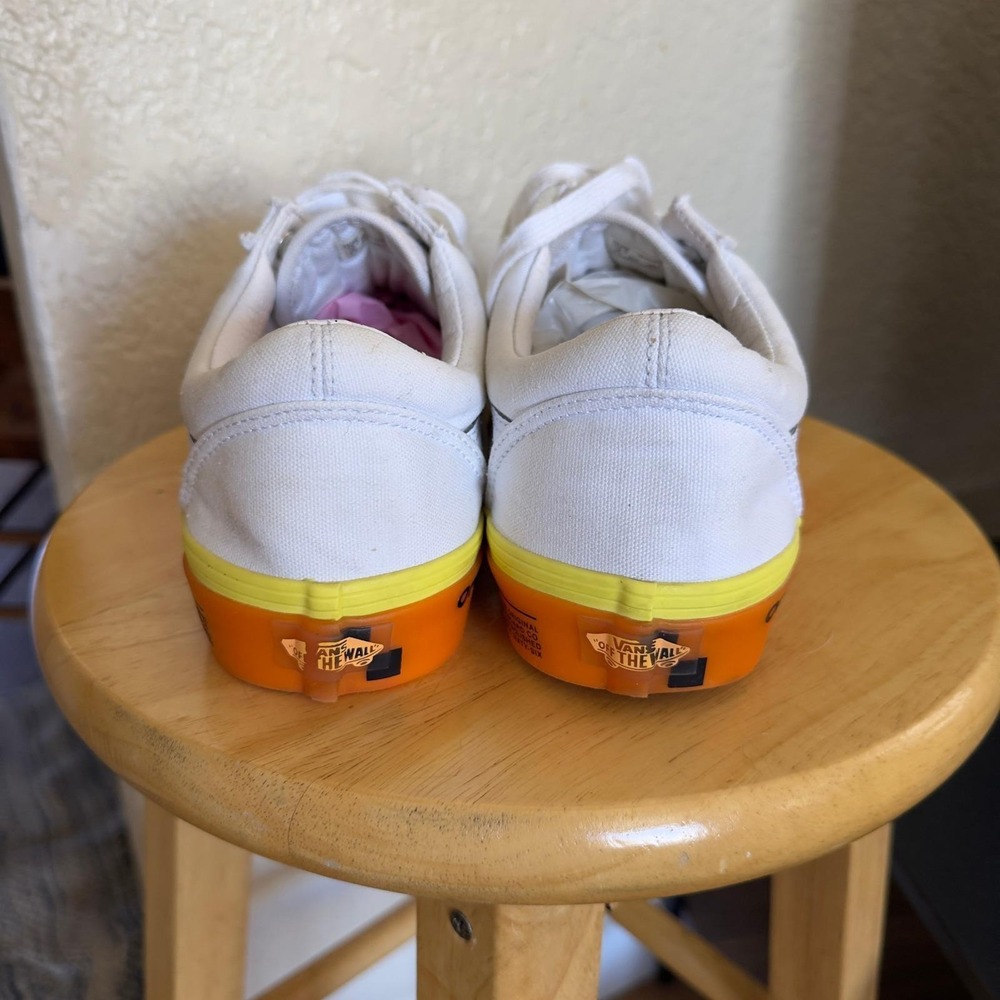 Vans Low Top Sneakers Off The Wall Red Orange White Casual Mens Size 10 - Picture 4 of 8